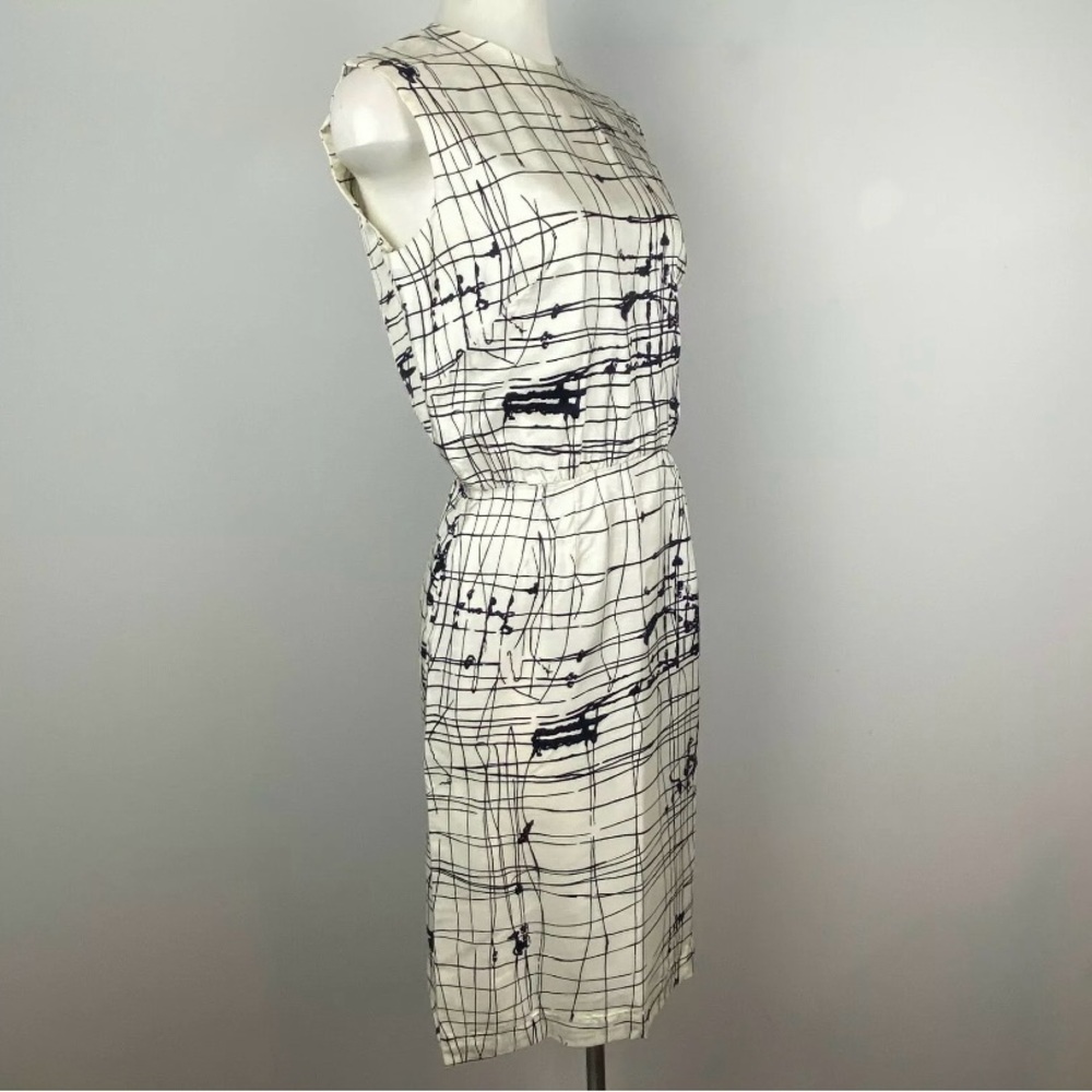 Vintage 1960s Jane Compton White and Black Sleeveless Dress